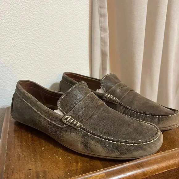 Flag Ltd. Nappa Glove Leather Oxford Dress Shoes Loafer Mens 9.5 M Brown Slip On - Picture 1 of 7